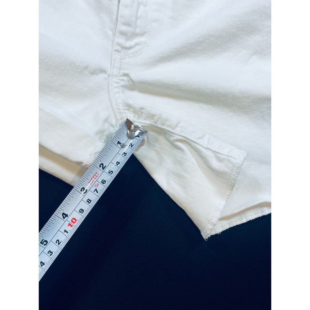 ~ PAIGE 27 Jean Shorts Jimmy Jimmy Rolled Hem Zip Low/Mid-Rise Dylan Denim White - Picture 9 of 16